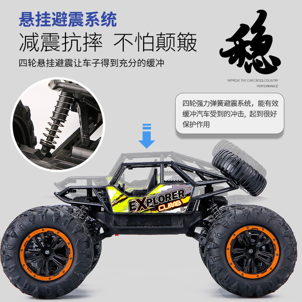 Очень большой радиоуправляемый внедорожник, игрушечная машинка, перезаряжаемая, высокоскоростная, двухколесный привод,...