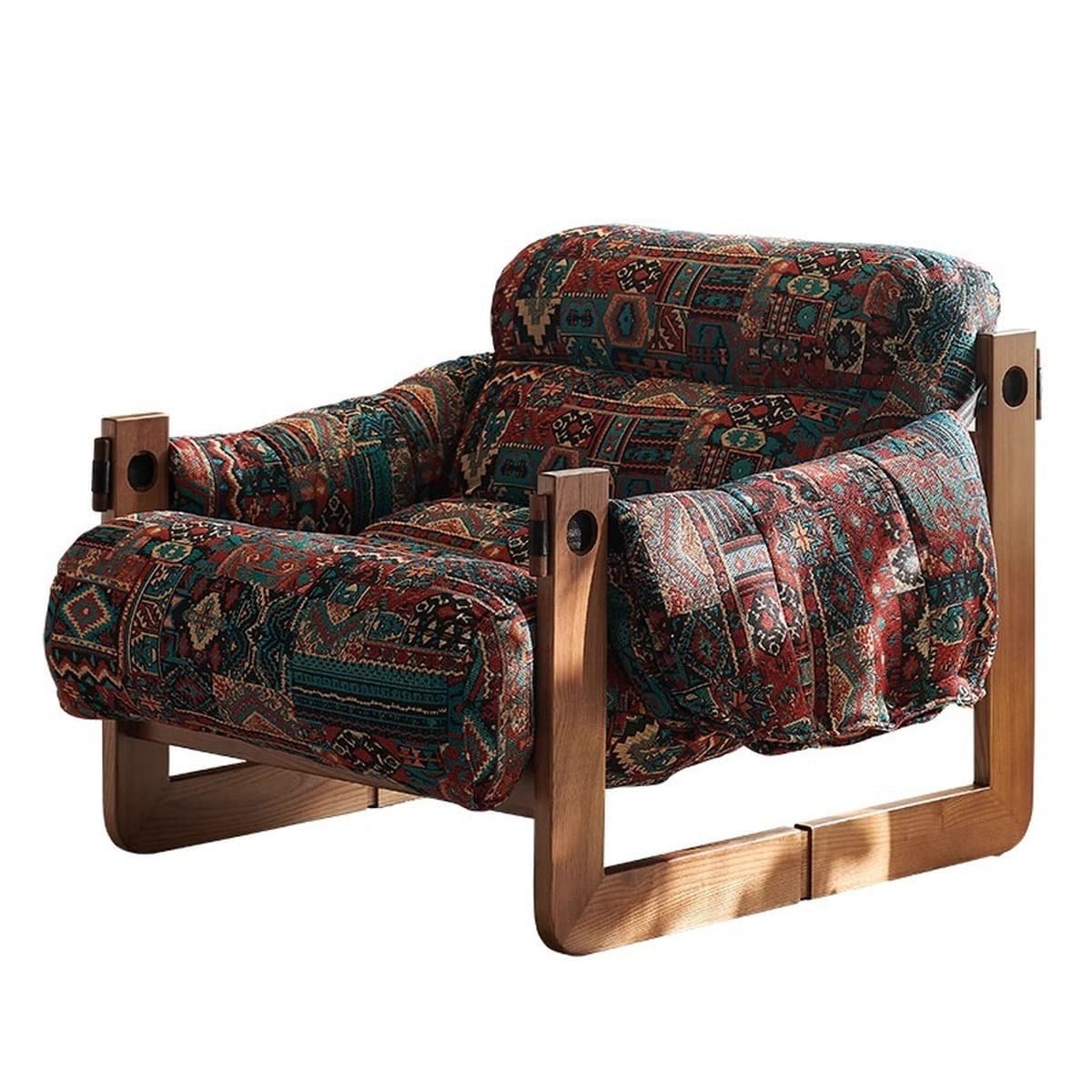 Одиночный диван в средневековом стиле, кресло из джерси, ретро-дизайнерская ткань, массив дерева, гостиная, диван для...