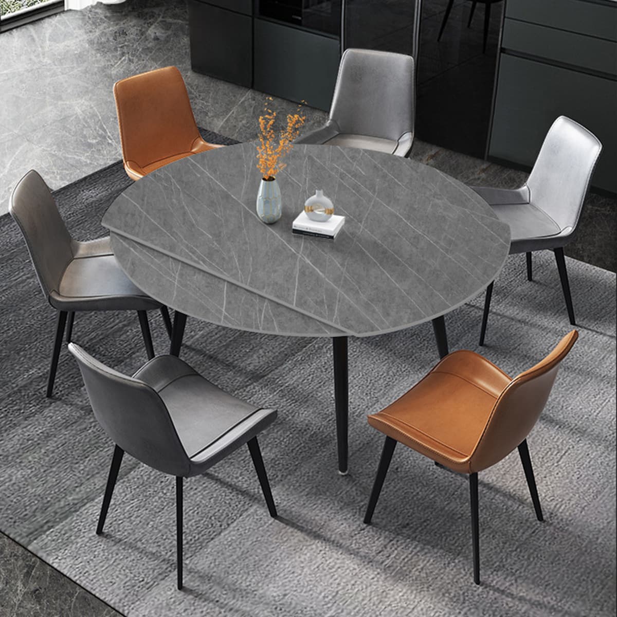 Легкий роскошный обеденный стол и стул из каменной плиты, современный простой Выдвижной Стол, квадратный круглый обеденный...