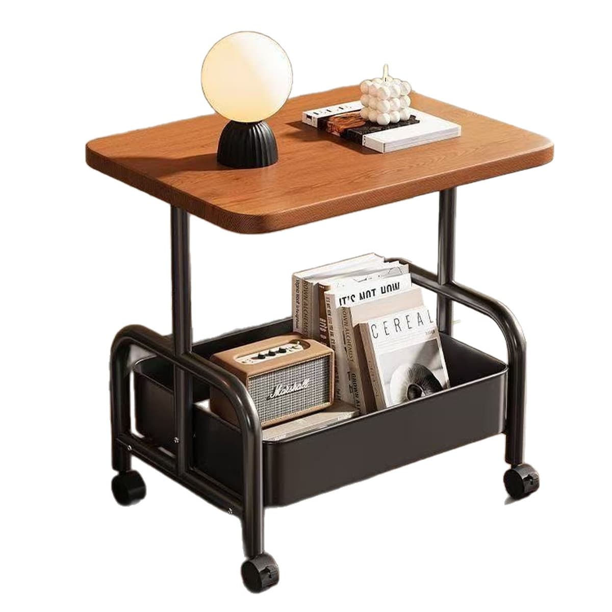 Подвижный двухслойный журнальный столик, приставной столик на тележке, диван для гостиной, чайный столик на колесиках,...