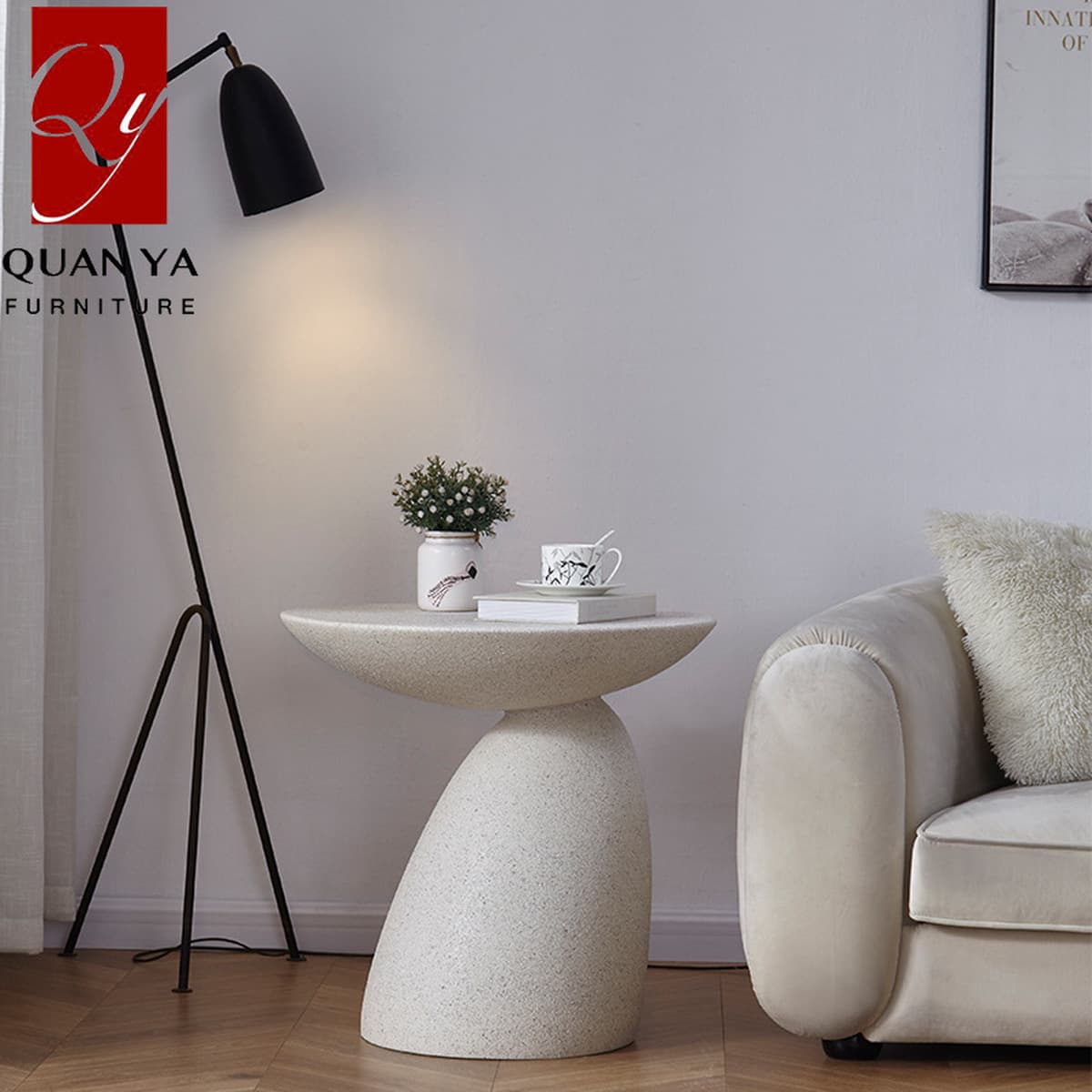 Стеклопластиковый цельный журнальный столик в форме гриба, в скандинавском стиле, для гостиной, приставной столик к дивану,...