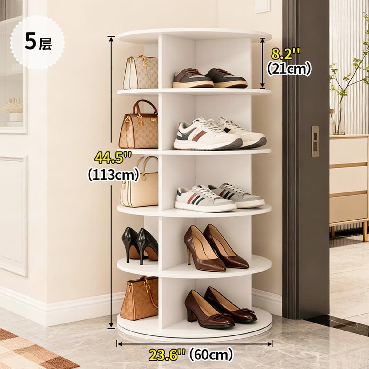 Вращающаяся полка для обуви от пола до потолка для торгового центра Многослойная простая сумка для показа сумки 360 градусов...
