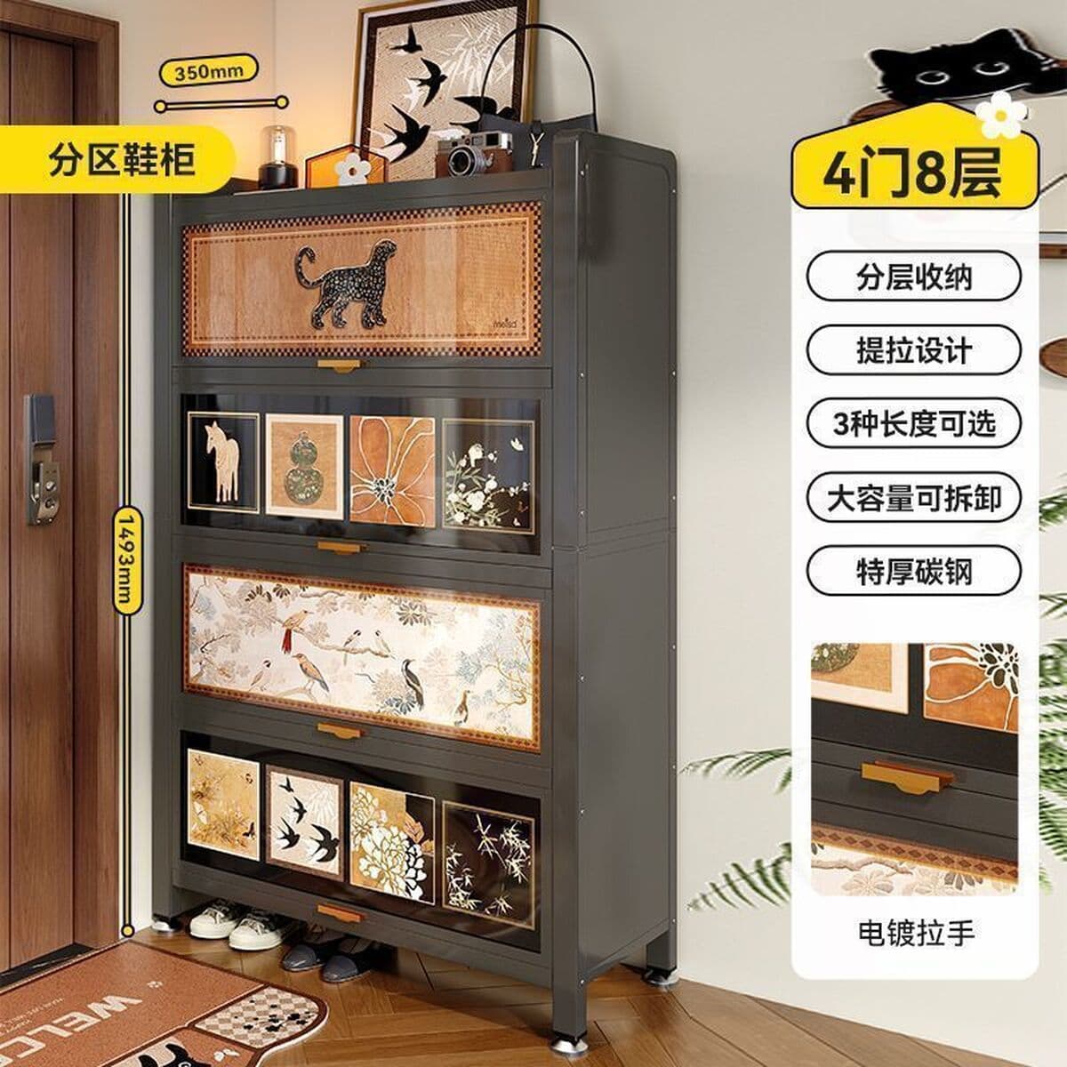 Стальной средний стиль дверной обувной шкаф домашний шкаф для хранения многослойный шкаф для хранения