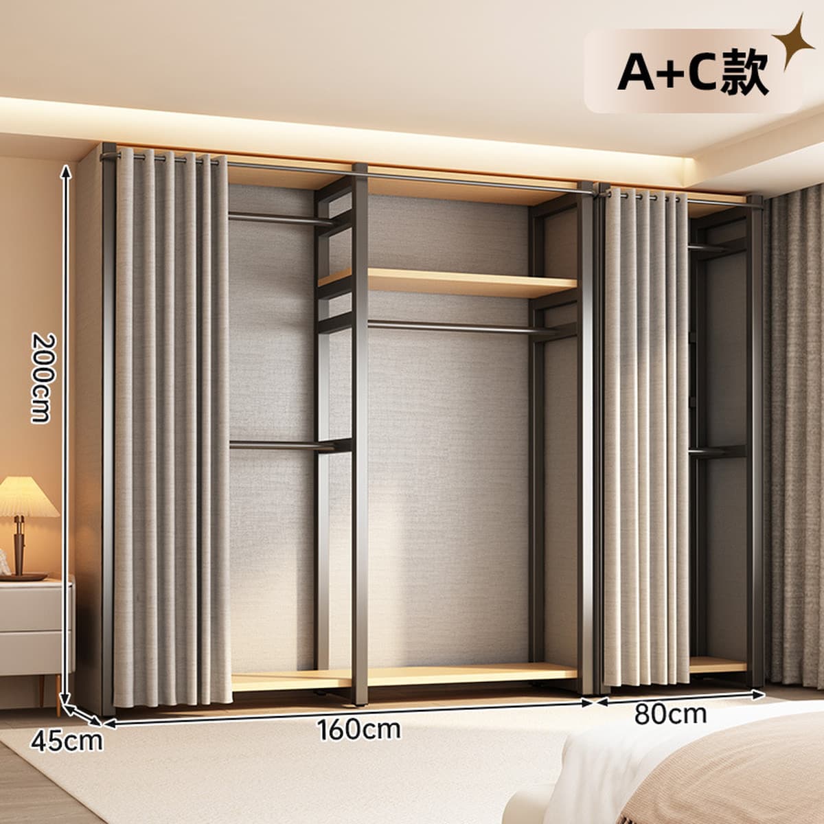 Открытый шкаф для дома, спальни, металлический каркас, гардеробная, стальной шкаф, новая горячая модель 2025 года для...