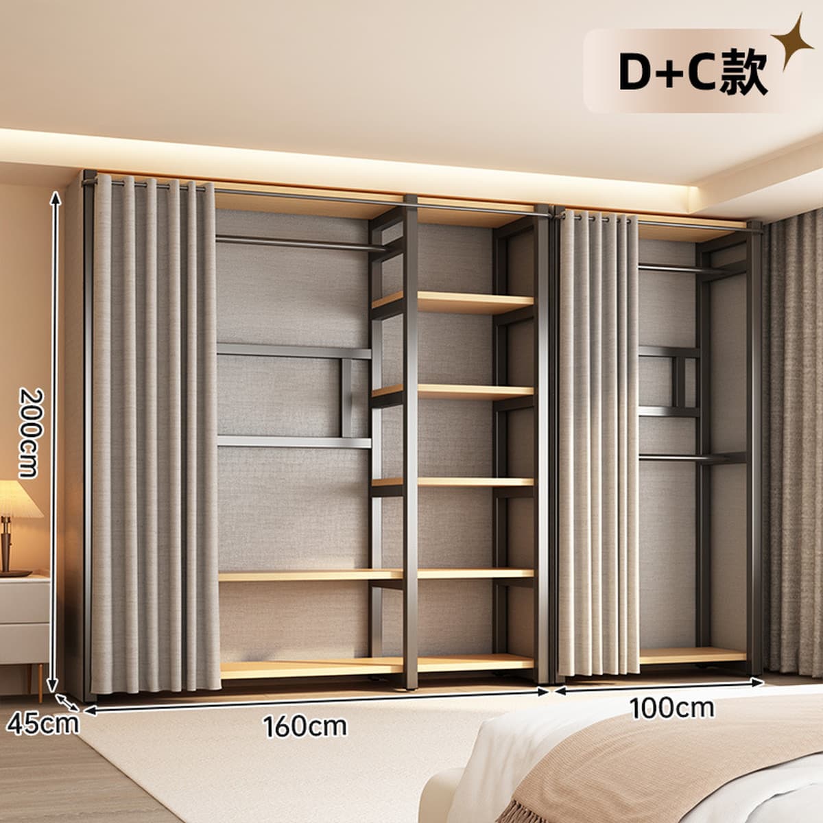 Открытый шкаф для дома, спальни, металлический каркас, гардеробная, стальной шкаф, новая горячая модель 2025 года для...