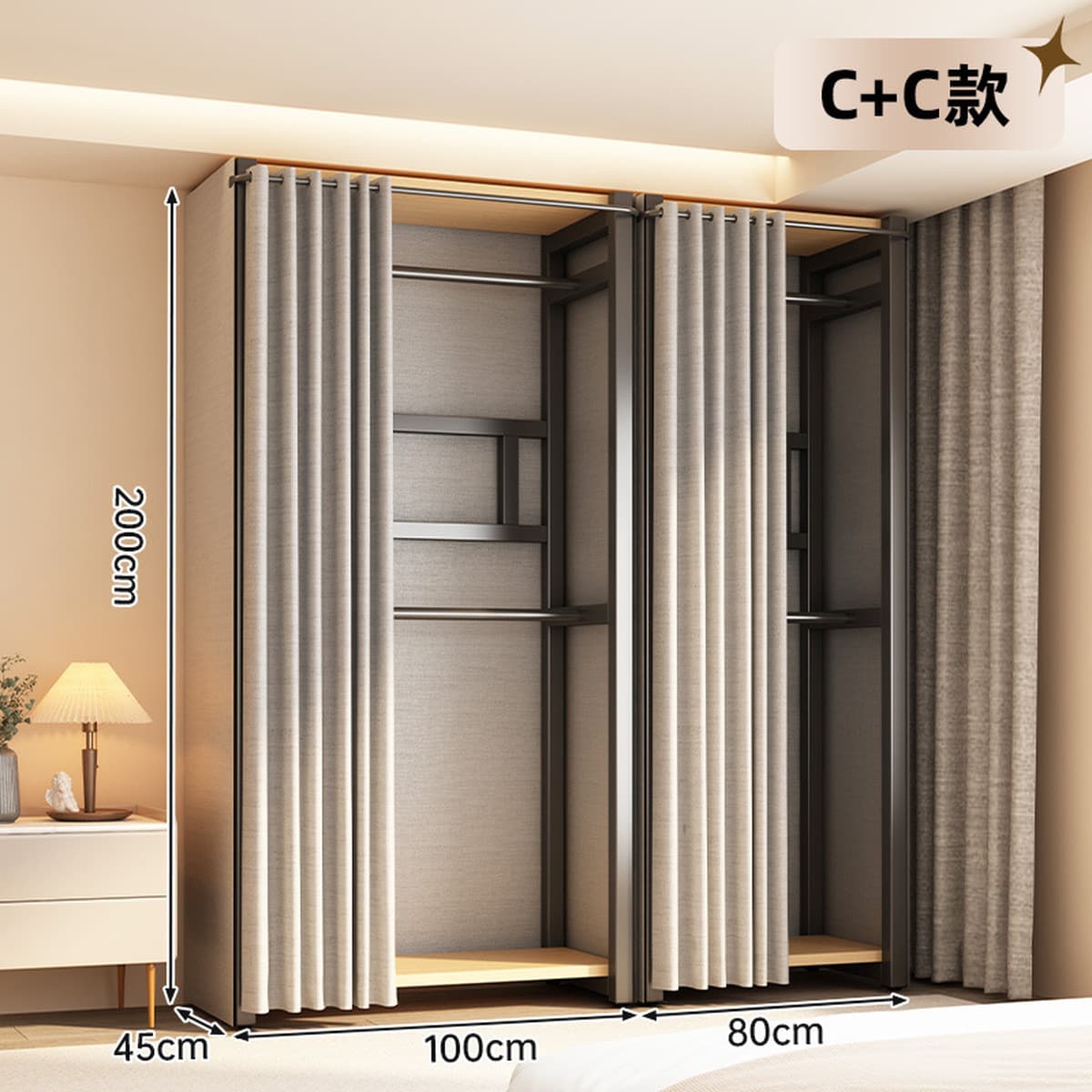 Открытый шкаф для дома, спальни, металлический каркас, гардеробная, стальной шкаф, новая горячая модель 2025 года для...