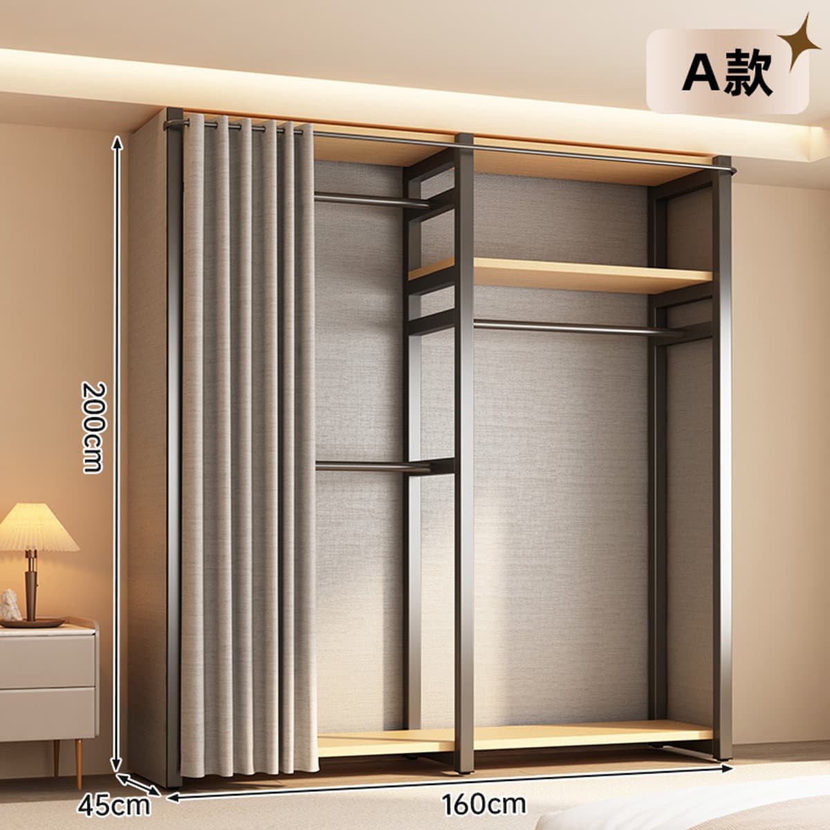 Открытый шкаф для дома, спальни, металлический каркас, гардеробная, стальной шкаф, новая горячая модель 2025 года для...