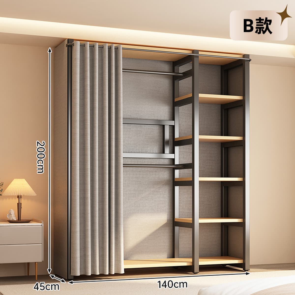 Открытый шкаф для дома, спальни, металлический каркас, гардеробная, стальной шкаф, новая горячая модель 2025 года для...