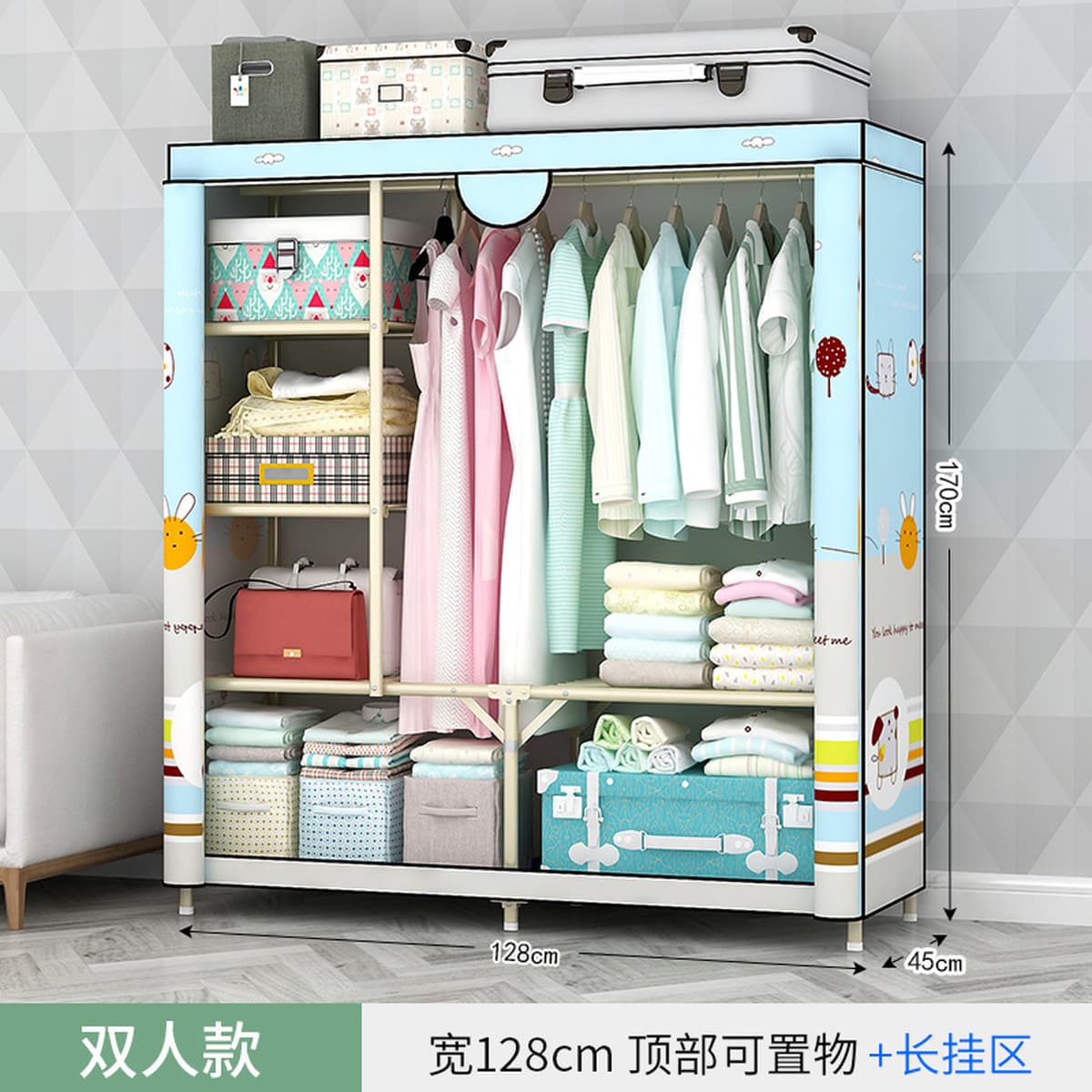 Гардероб простой сборки, складной тканевый шкаф для арендного жилья, новый, с золотой стальной рамой, тканевый шкаф для...