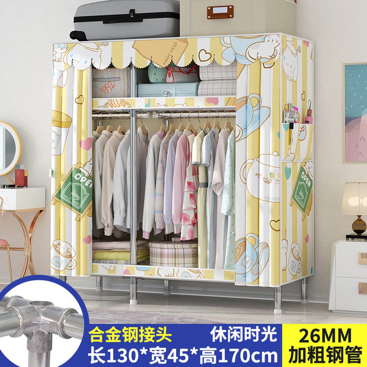 Современный простой толстый и усиленный гардероб Домашняя спальня простой тканый гардероб