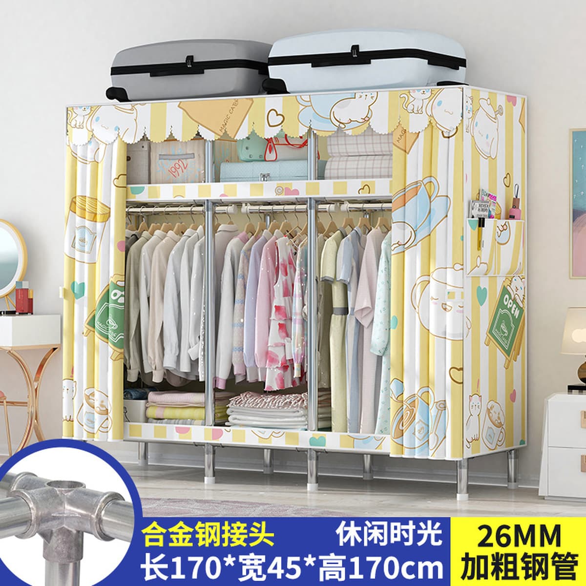 Современный простой толстый и усиленный гардероб Домашняя спальня простой тканый гардероб