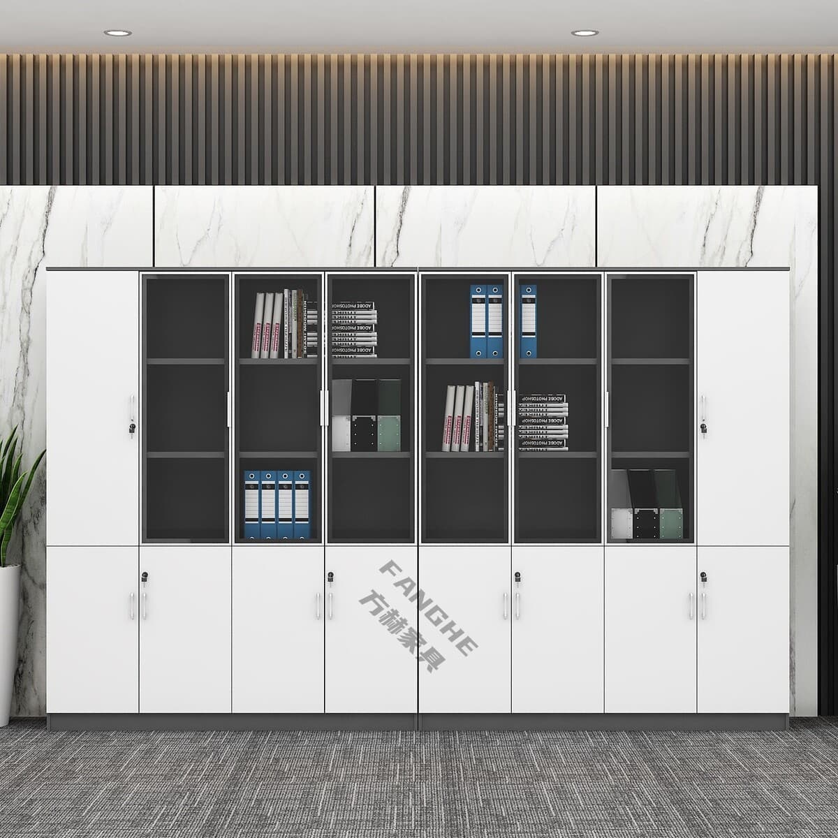 Стеклянный шкаф, картотечный шкаф, деревянный низкий шкаф для хранения данных, простой современный офисный файловый высокий...