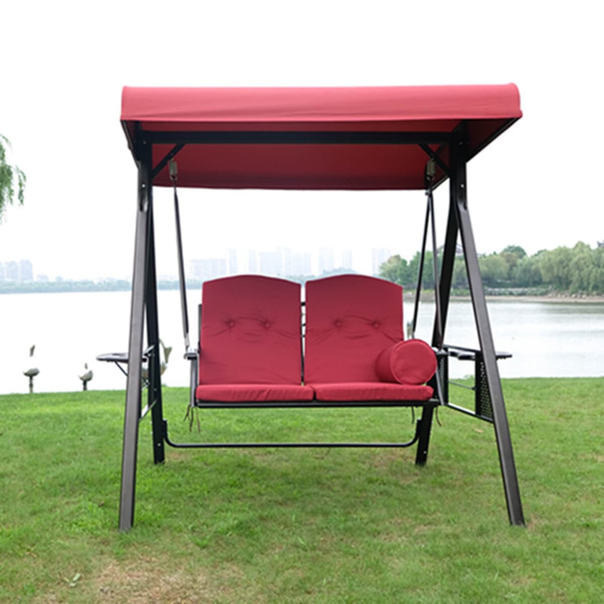 Открытый стул-качалка Садовый стул Железный подвесной синий Трехместный качели Подвесной стул Уличная мебель Двор...