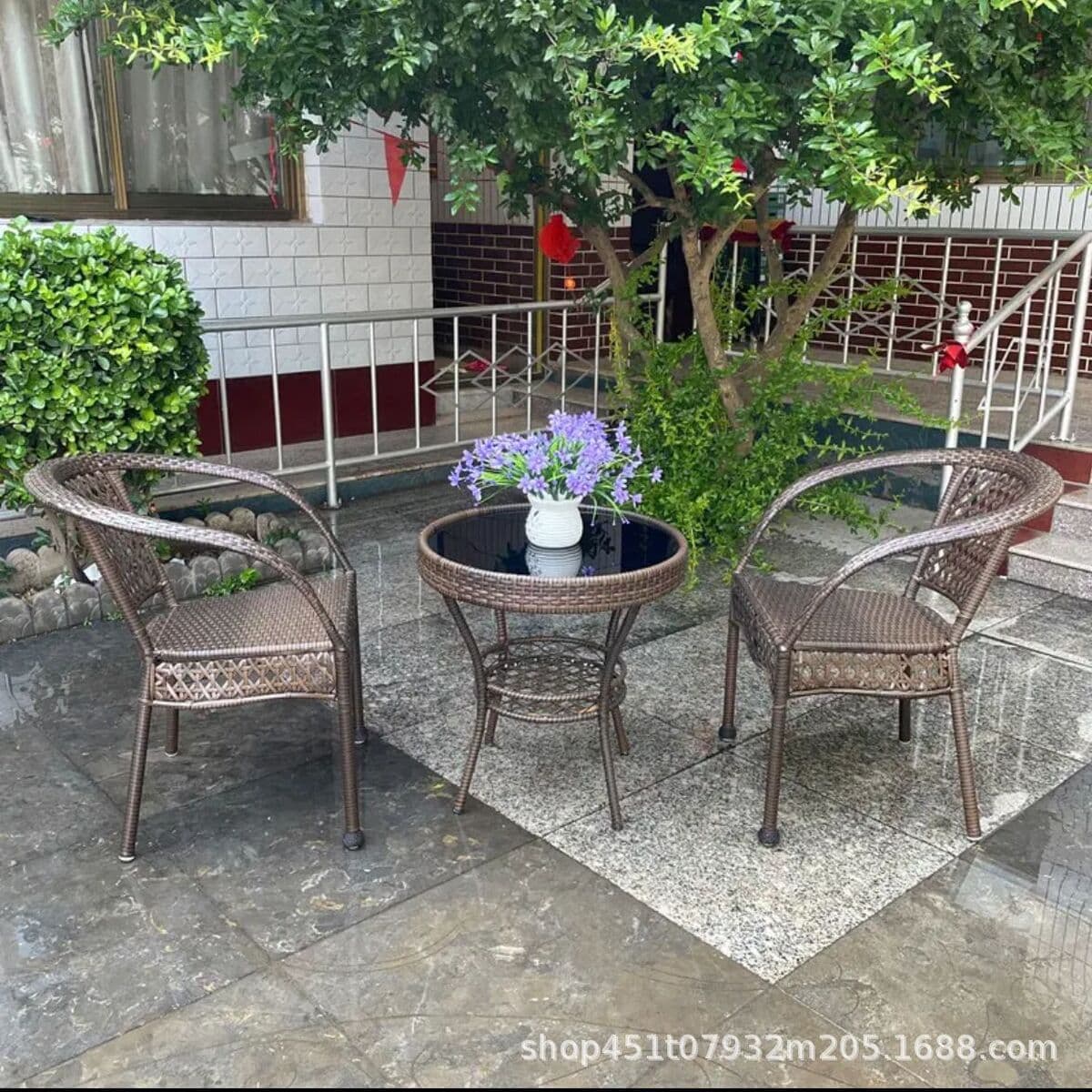 Комбинация чайного стола и стульев Открытый внутренний дворик Терраса Сад Открытый отдых Балкон Стул Водонепроницаемый стол