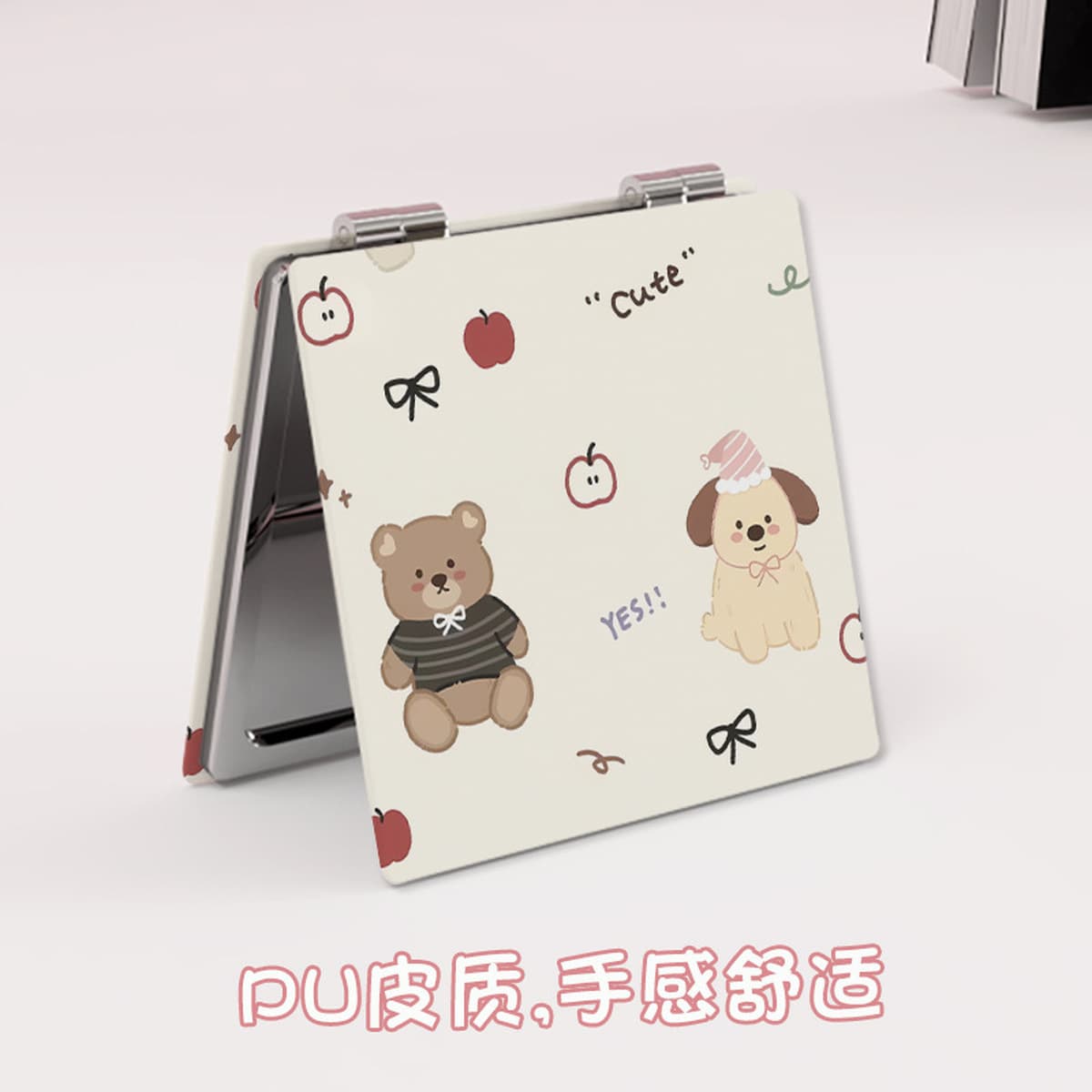 Маленькое зеркало портативный студент ручное зеркало двухсторонний складной милый ins корейский свежий щенок макияж зеркало