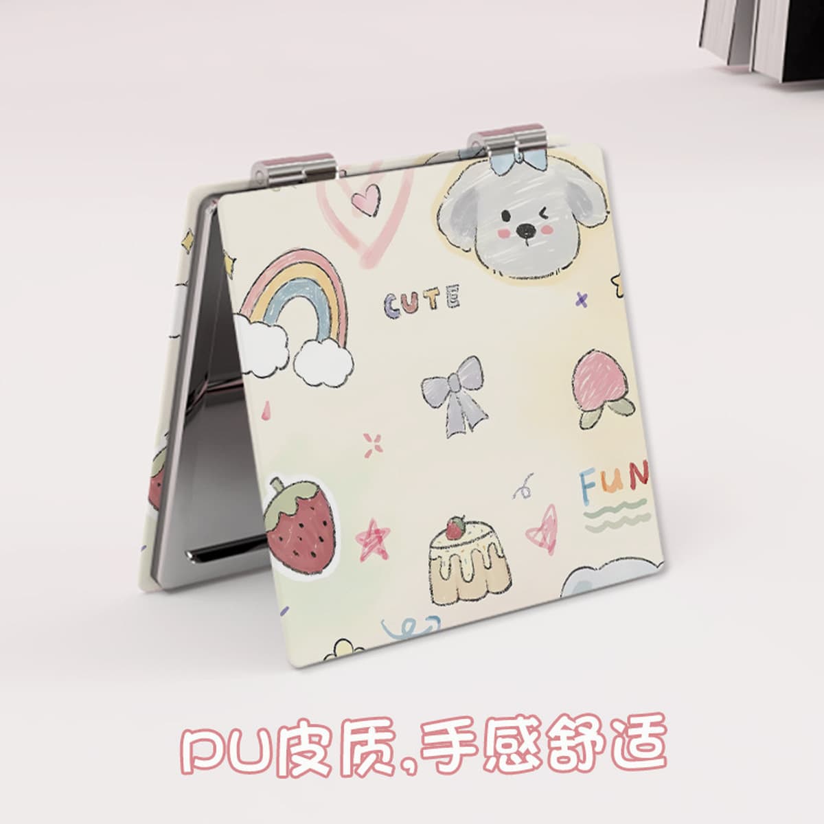 Маленькое зеркало портативный студент ручное зеркало двухсторонний складной милый ins корейский свежий щенок макияж зеркало