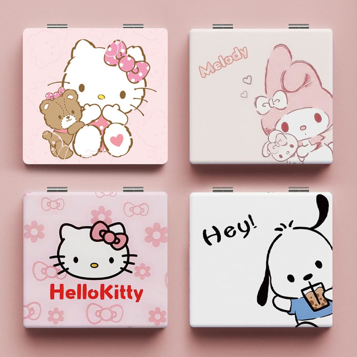 Симпатичная Санрио маленькое зеркало с складным зеркалом портативное зеркало для макияжа Студенческое общежитие...