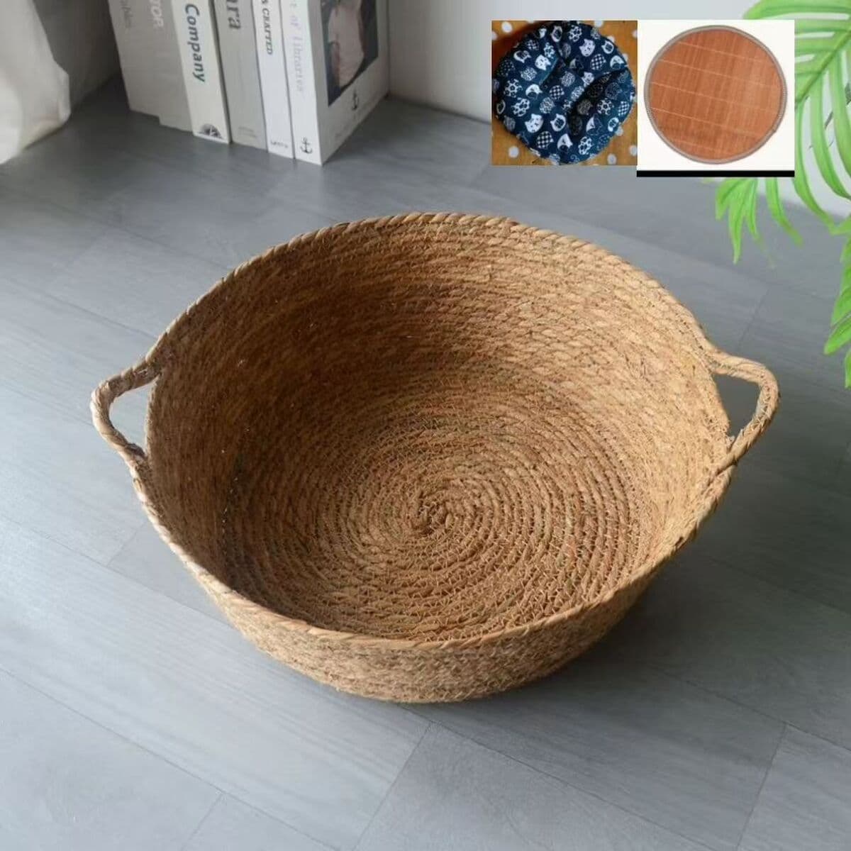 Ротанговое кошачье гнездо Four Seasons Универсальный кибер-знаменитость Зимний теплый кашпо Кошачья кровать Кошачья...