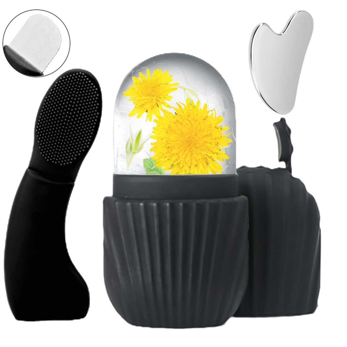 Трансграничный набор инструментов для ухода за лицом силиконовая чистящая щетка из нержавеющей стали сердцевидная скребок...