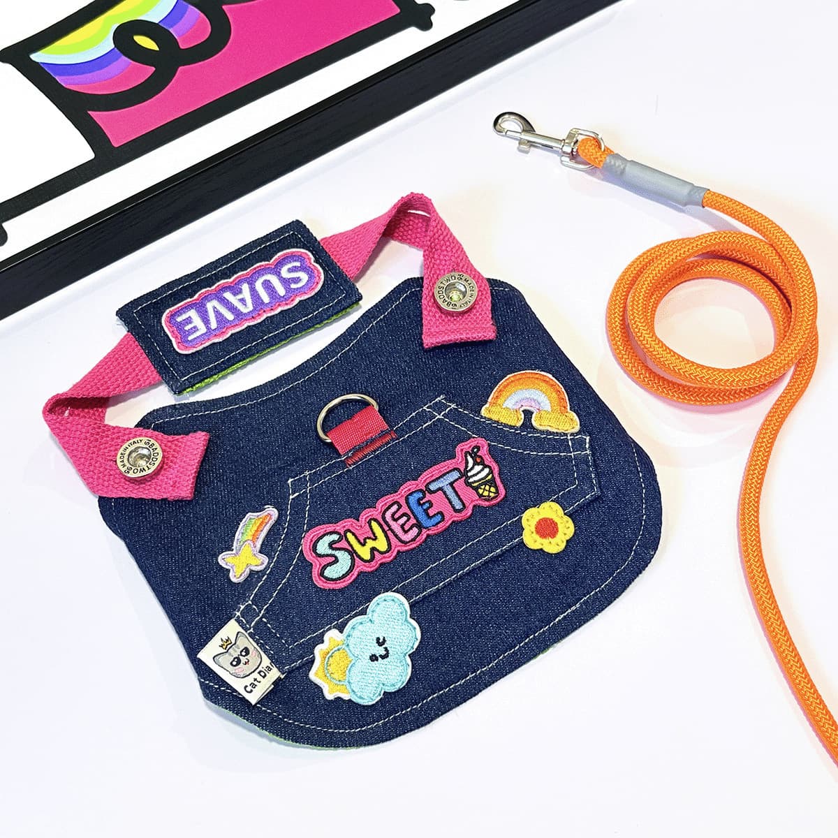 Поводок для домашних животных, джинсовый ремень дофамина для кошек и собак, подходит для Тедди, Бишона, Шнауцера,...