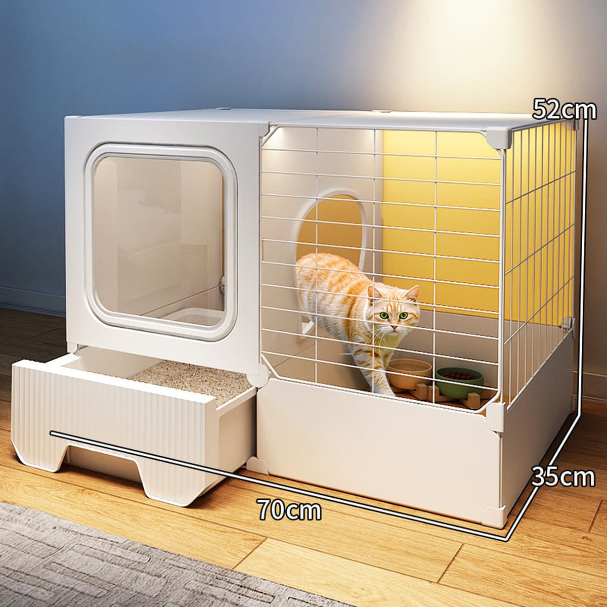 Интегрированная клетка для кошек, кошачий домик, туалет, кошачий домик, пустая зона для кошек, в помещении без свободного...
