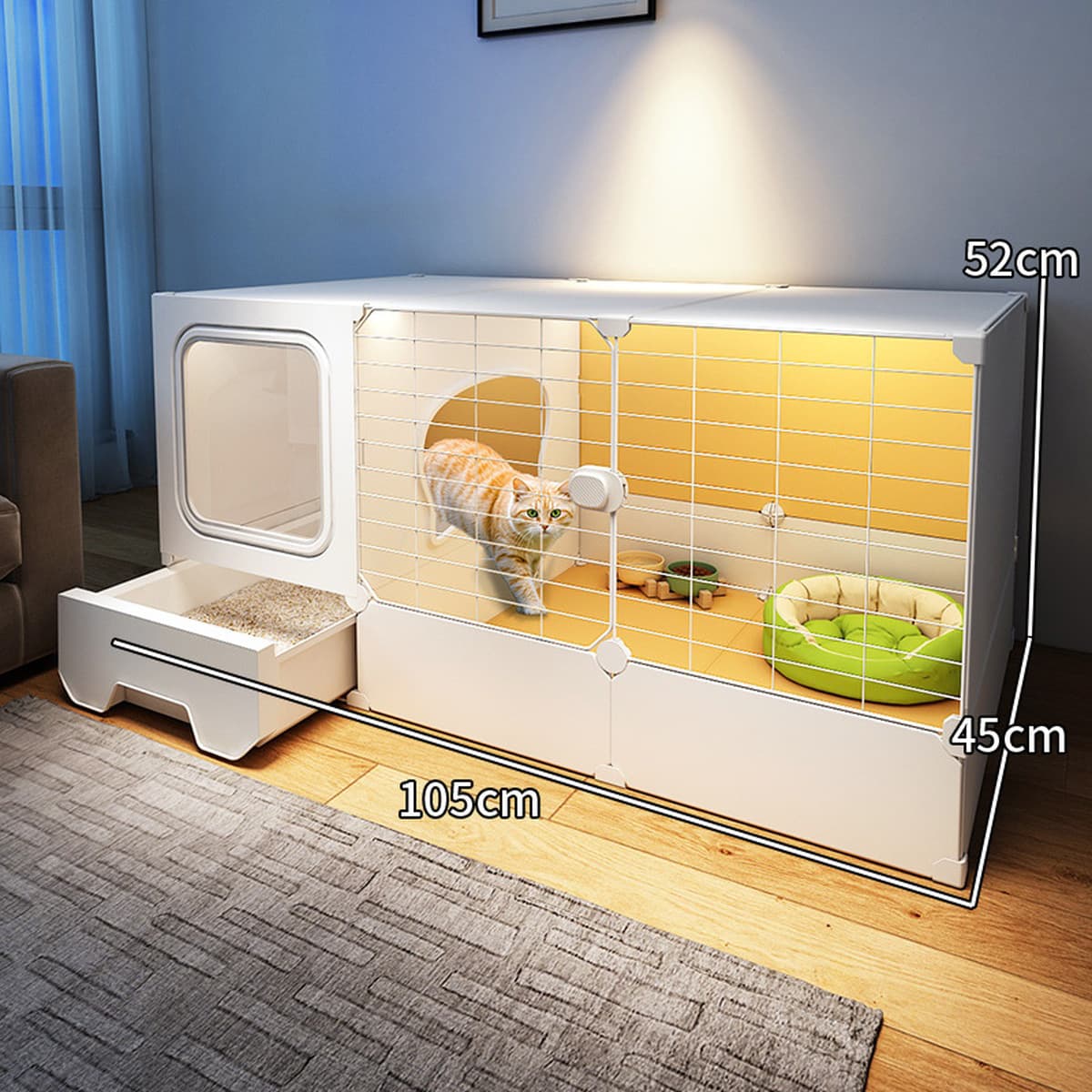 Интегрированная клетка для кошек, кошачий домик, туалет, кошачий домик, пустая зона для кошек, в помещении без свободного...