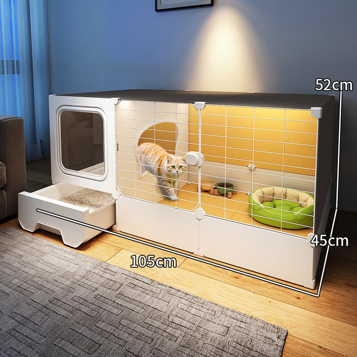 Интегрированная клетка для кошек, кошачий домик, туалет, кошачий домик, пустая зона для кошек, в помещении без свободного...