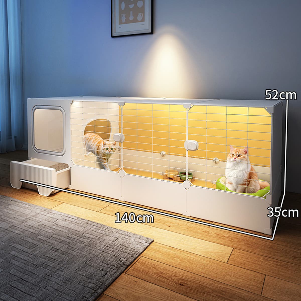 Интегрированная клетка для кошек, кошачий домик, туалет, кошачий домик, пустая зона для кошек, в помещении без свободного...