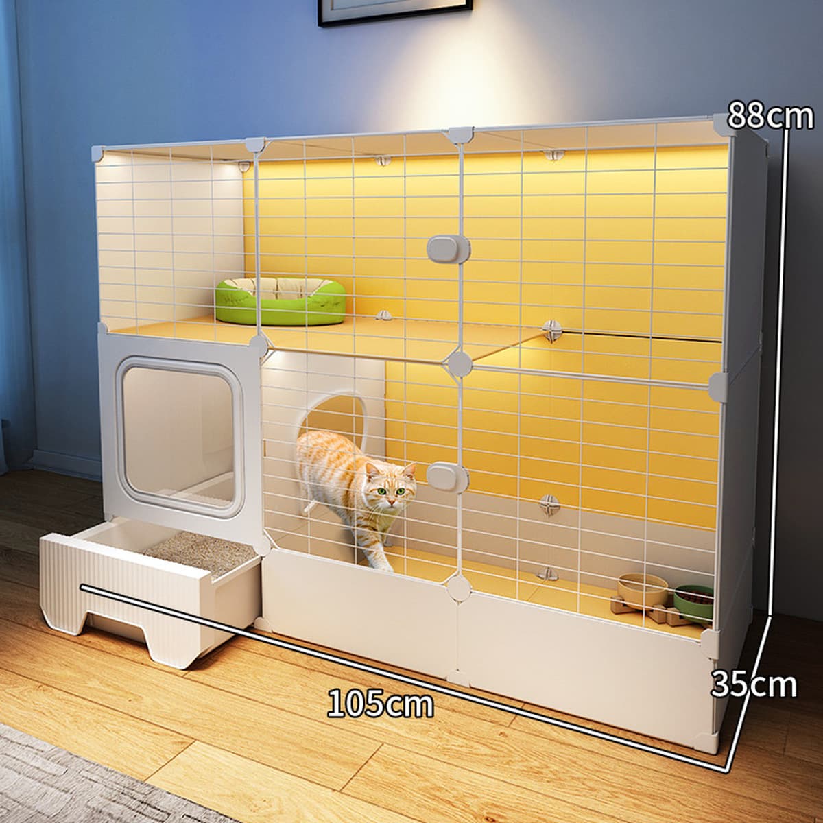 Интегрированная клетка для кошек, кошачий домик, туалет, кошачий домик, пустая зона для кошек, в помещении без свободного...