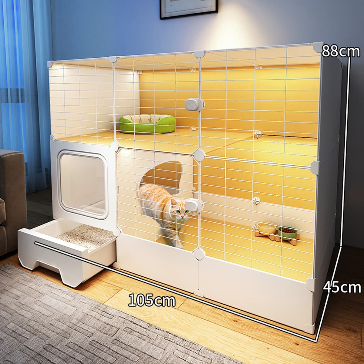 Интегрированная клетка для кошек, кошачий домик, туалет, кошачий домик, пустая зона для кошек, в помещении без свободного...