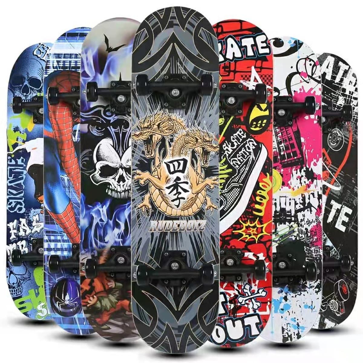 Детские четырехколесные скейтборды Двойной перекачки для начальной школы 4 колеса маленький скутер 3-15 лет 60/80cm