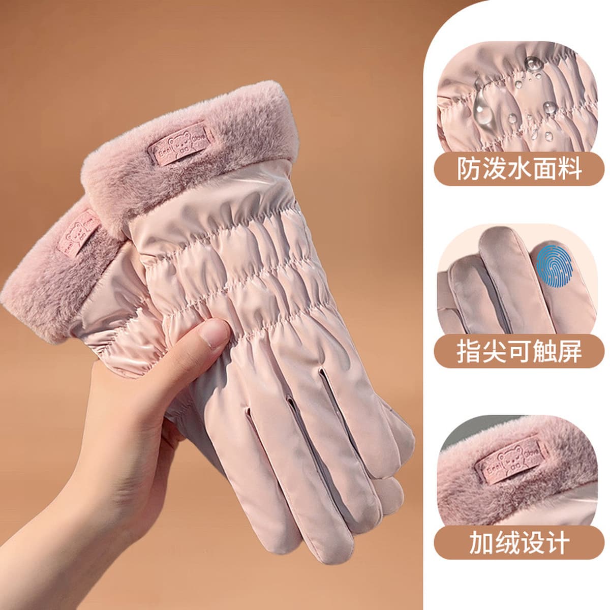 Зимние женские лыжные перчатки с бархатом и утолщением