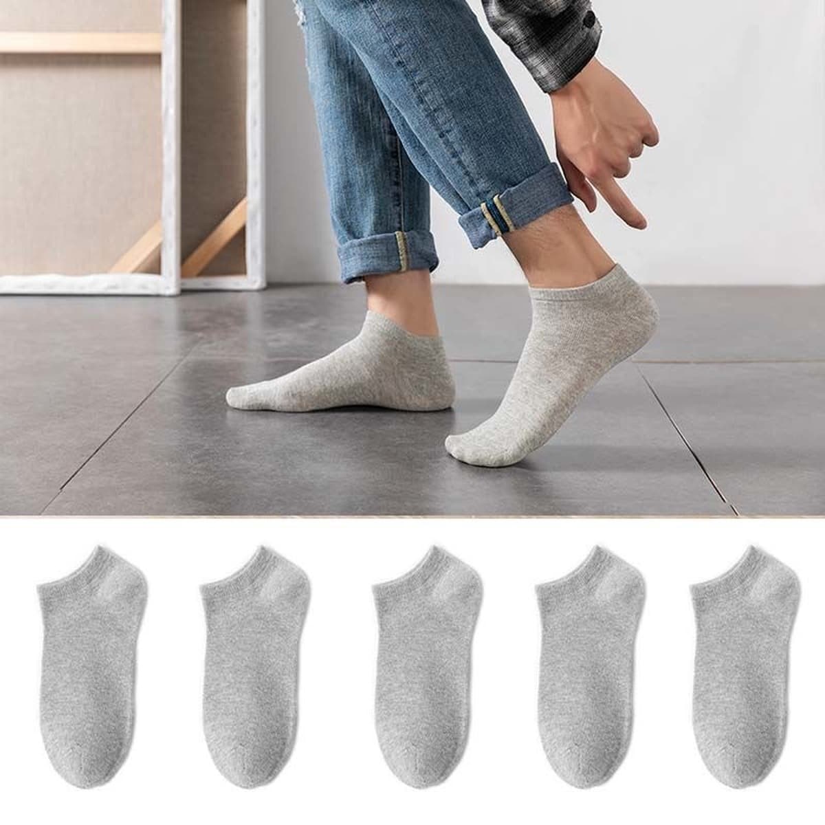 Осенние и зимние мужские однотонные короткие носки, повседневные носки, мужские черные, белые и серые носки средней длины,...