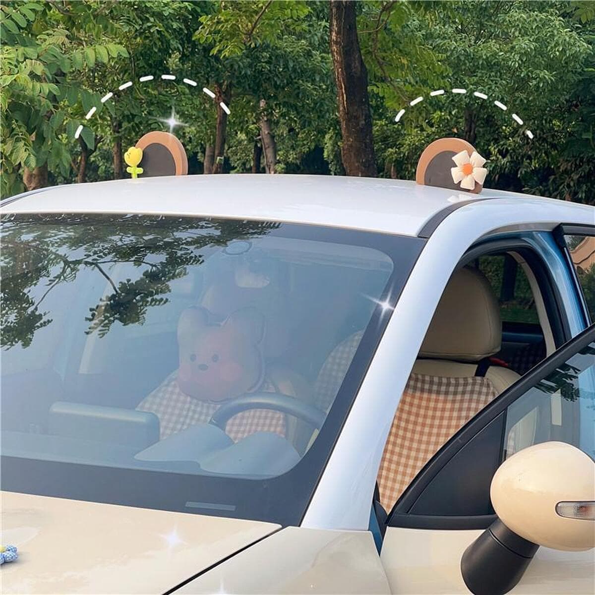 Украшение крыши автомобиля, милое мультяшное украшение наружной части автомобиля с медвежьими ушками, персонализированное...