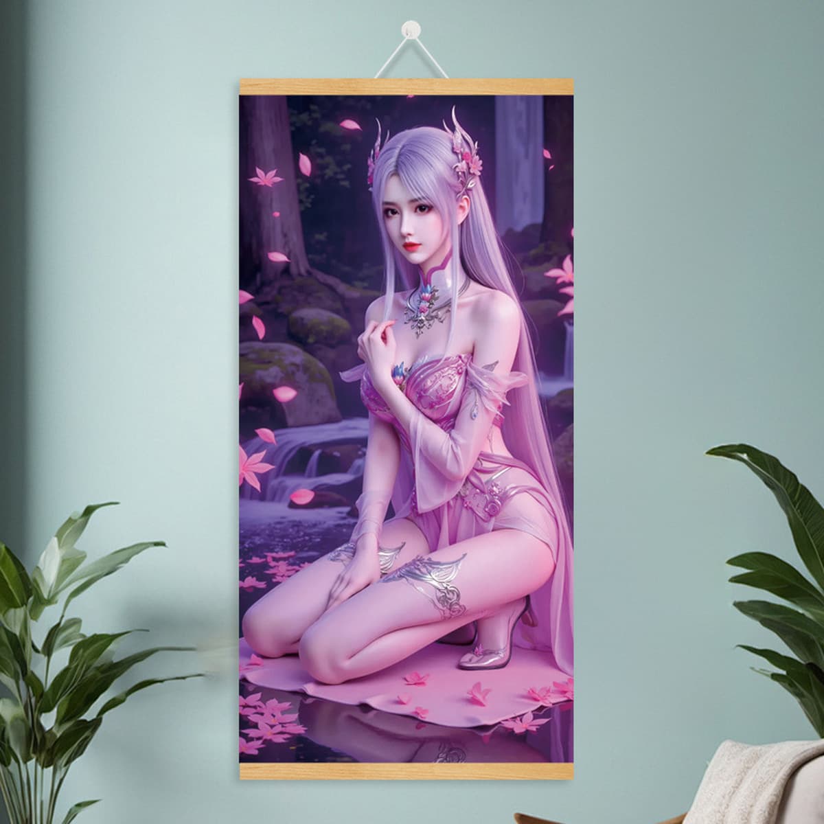 Мультяшный комикс, милый и симпатичный постер с девушкой, фабрика дропшипинга, рулонная картина из массива дерева, подвесная...