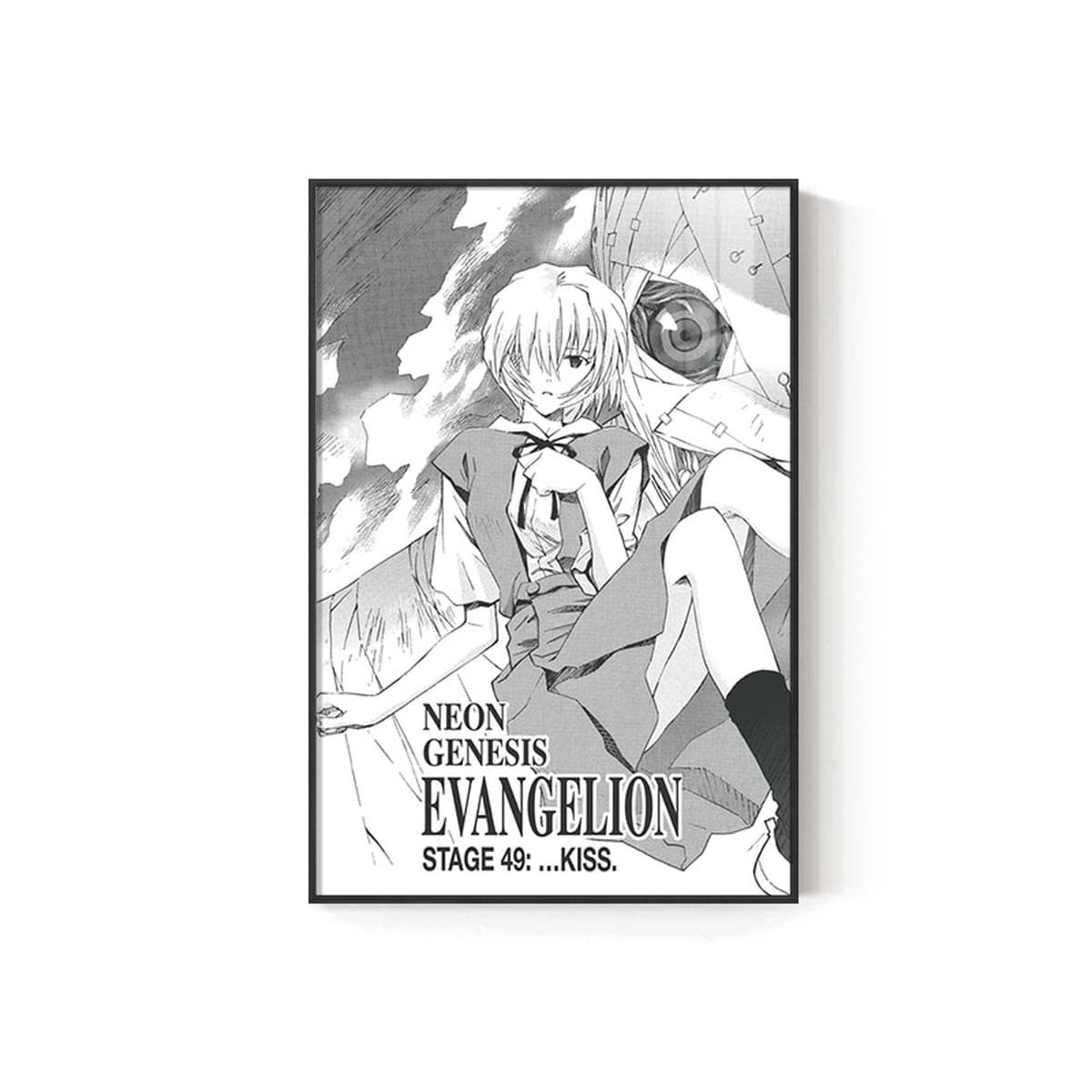 EVA Черно-белый комический плакат Декоративная роспись киберспорт комната кабинет спальня декоративная стена Евангелион...