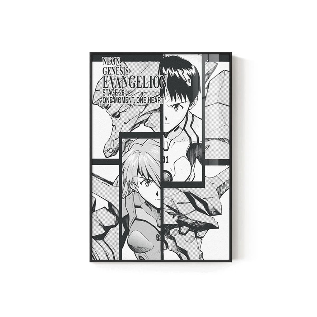 EVA Черно-белый комический плакат Декоративная роспись киберспорт комната кабинет спальня декоративная стена Евангелион...