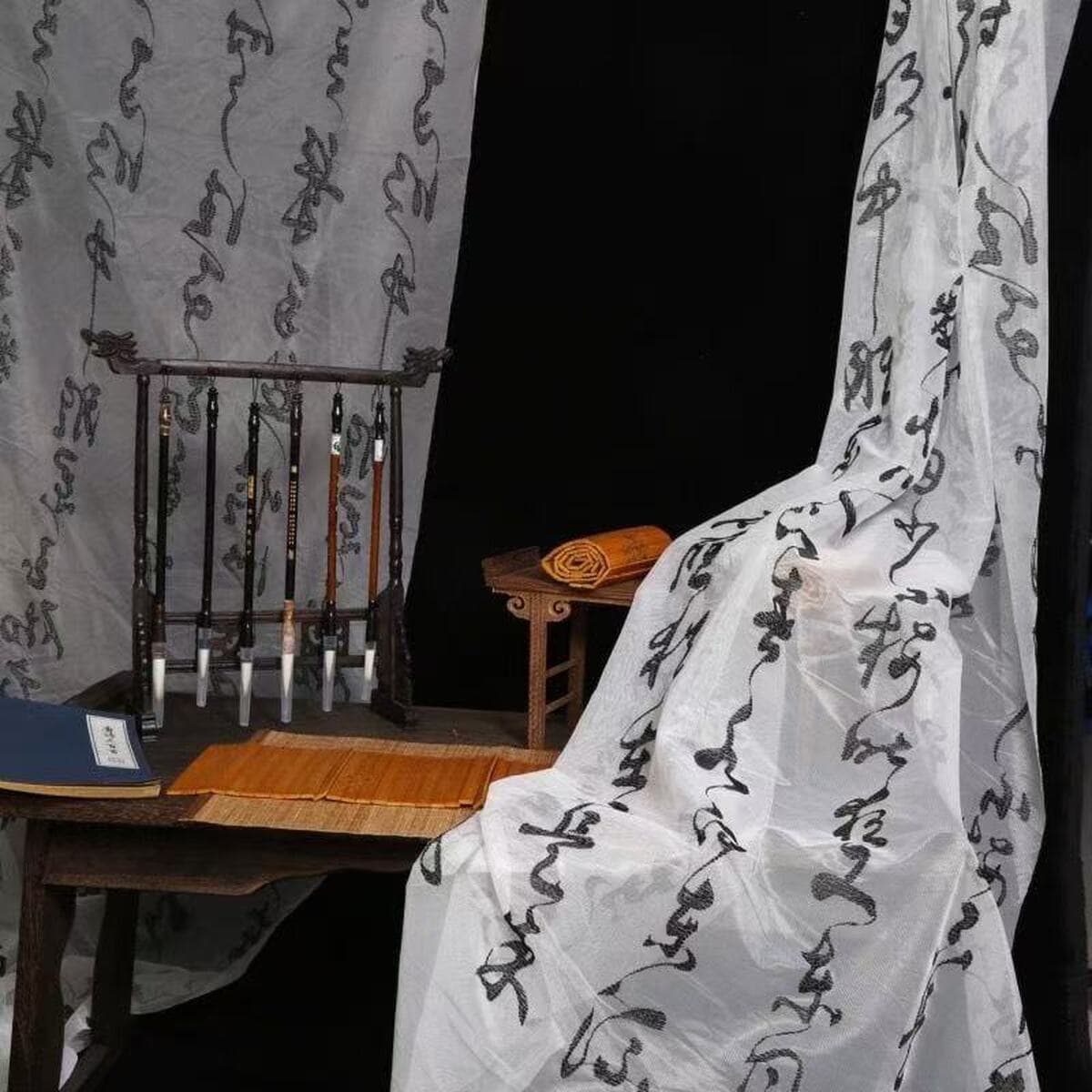 Новая прямая трансляция в китайском стиле, национальная тенденция, газовая ткань для учебной комнаты, фото, каллиграфия, фон...