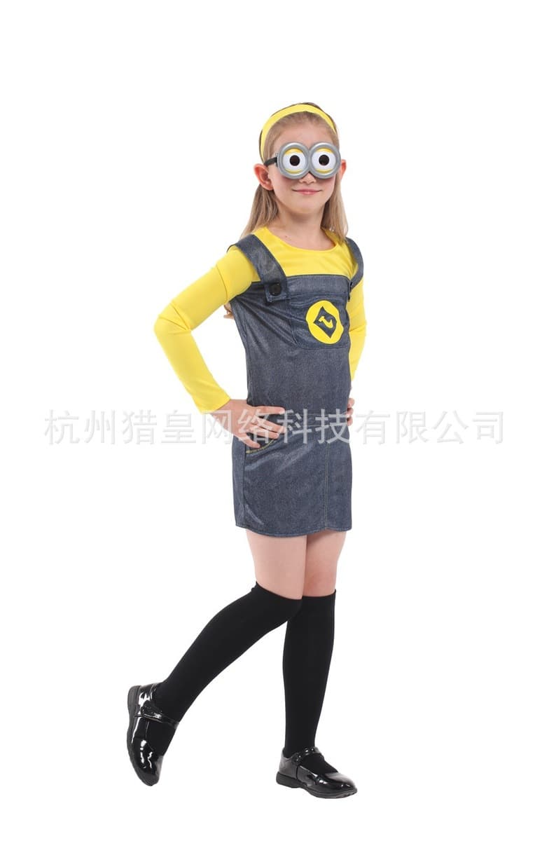 Хэллоуин шоу костюм для девочек COS мультфильм аниме воровство молоко папа желтый человек G-0213 желтая девушка-солдат