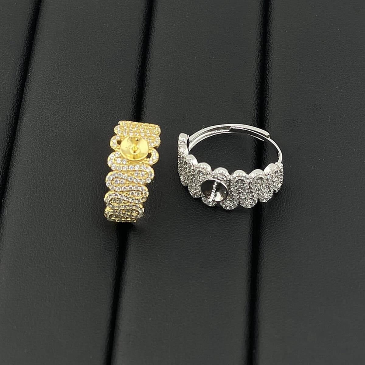 S925 стерлингового серебра diy жемчужное кольцо аксессуары пустые перетаскивания роскошные сверлят волнистый большой...