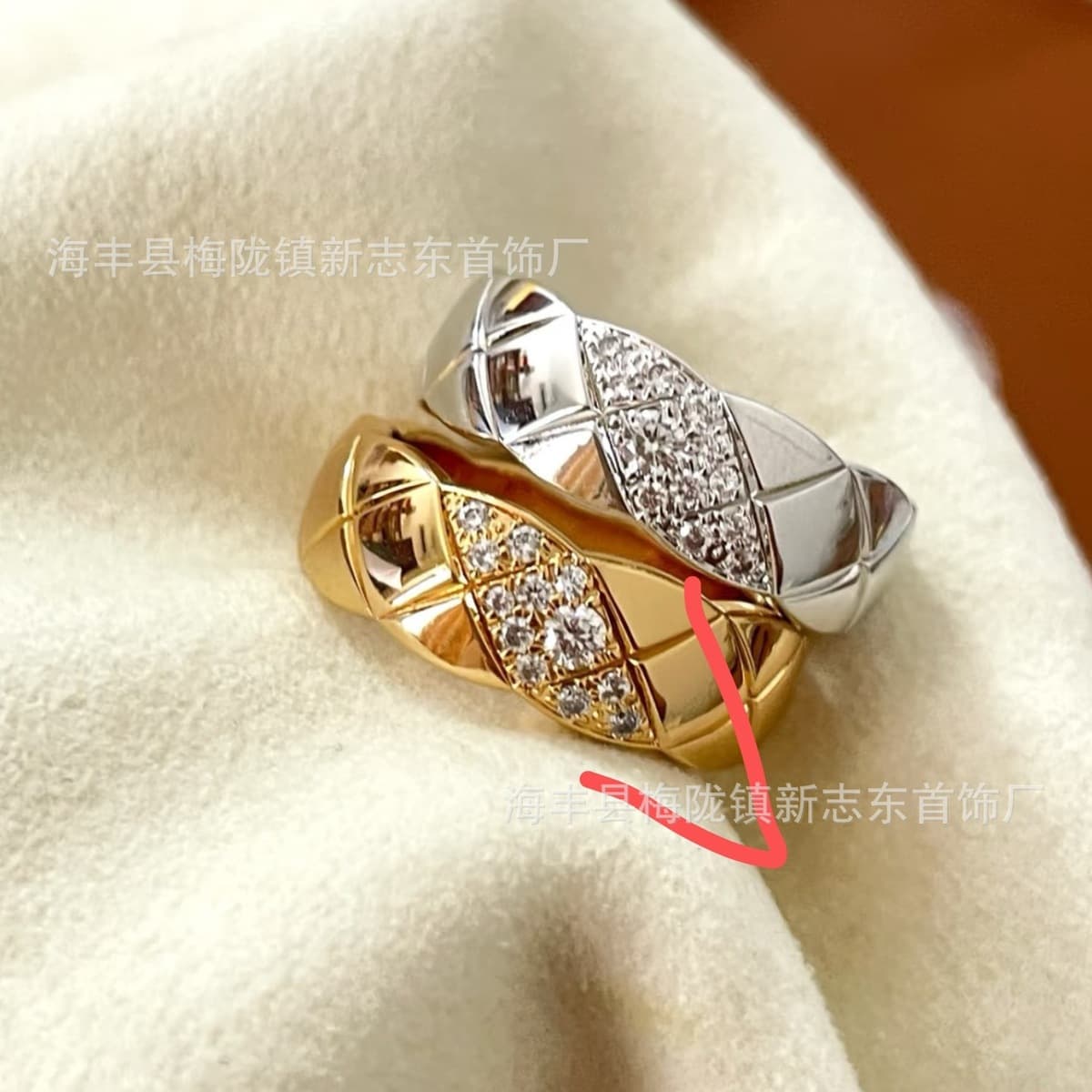 Xiangjia Высокая версия Узкая версия Широкая версия Кольцо на палец с покрытием из 18-каратного золота Коко Ромб без сверла...