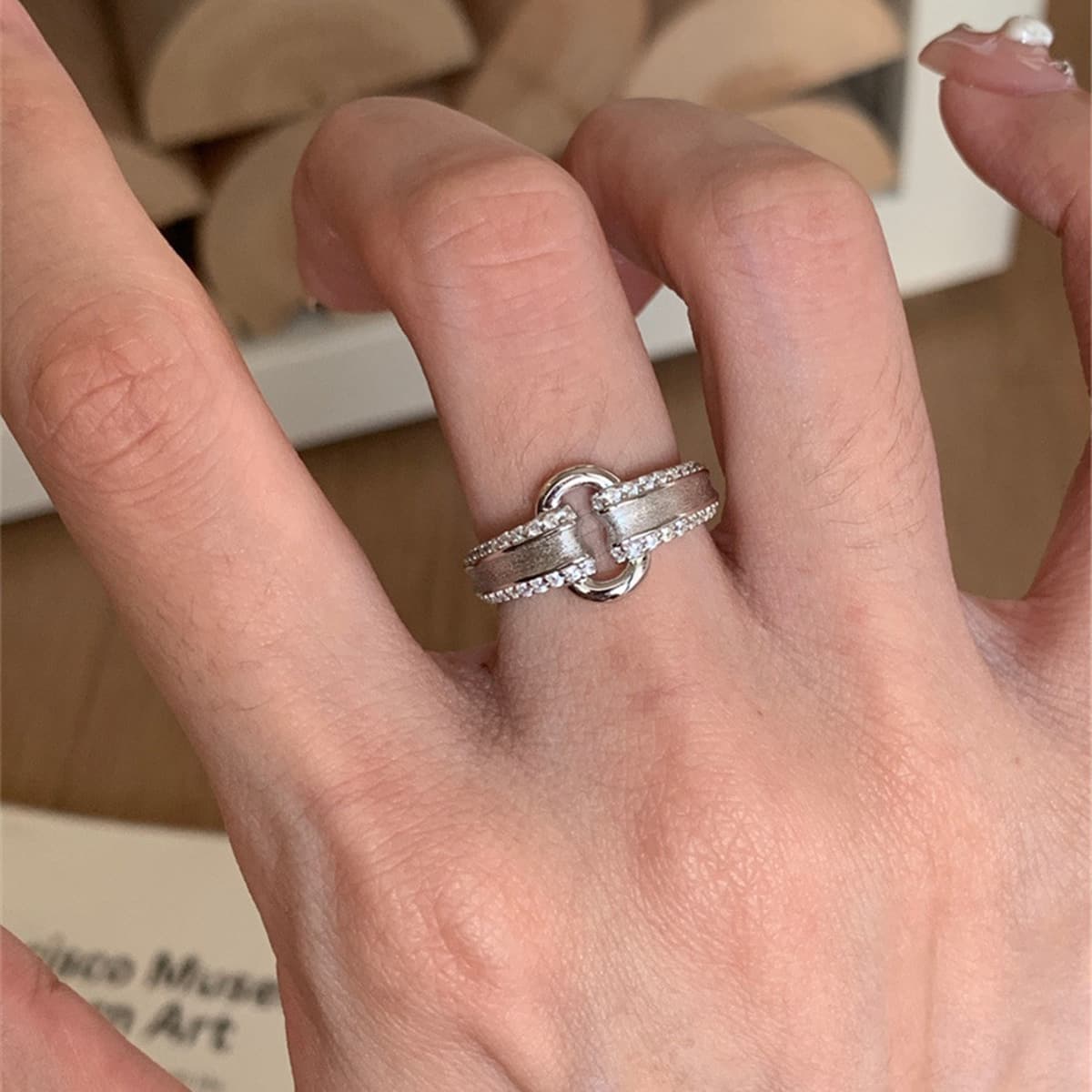 Срединный стиль s925 стерлингового серебра циркона вытянуто кольцо для женщин ретро-ниши