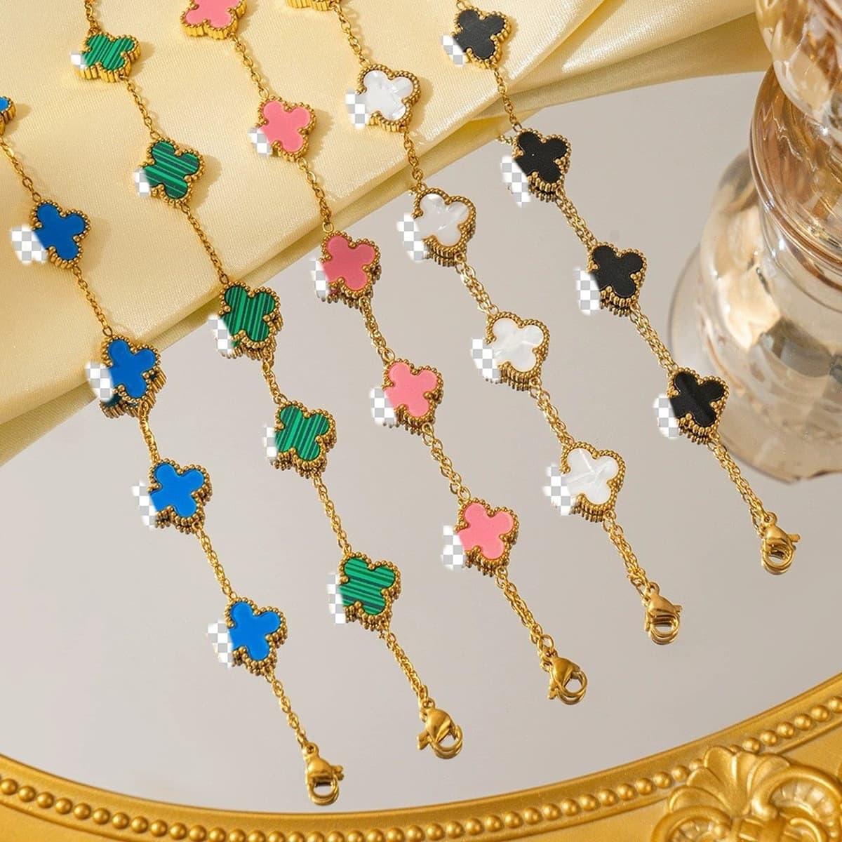 Трансграничный браслет с четырьмя листами клевера, легкая роскошь и высококачественные, популярные женские оптовые ювелирные...