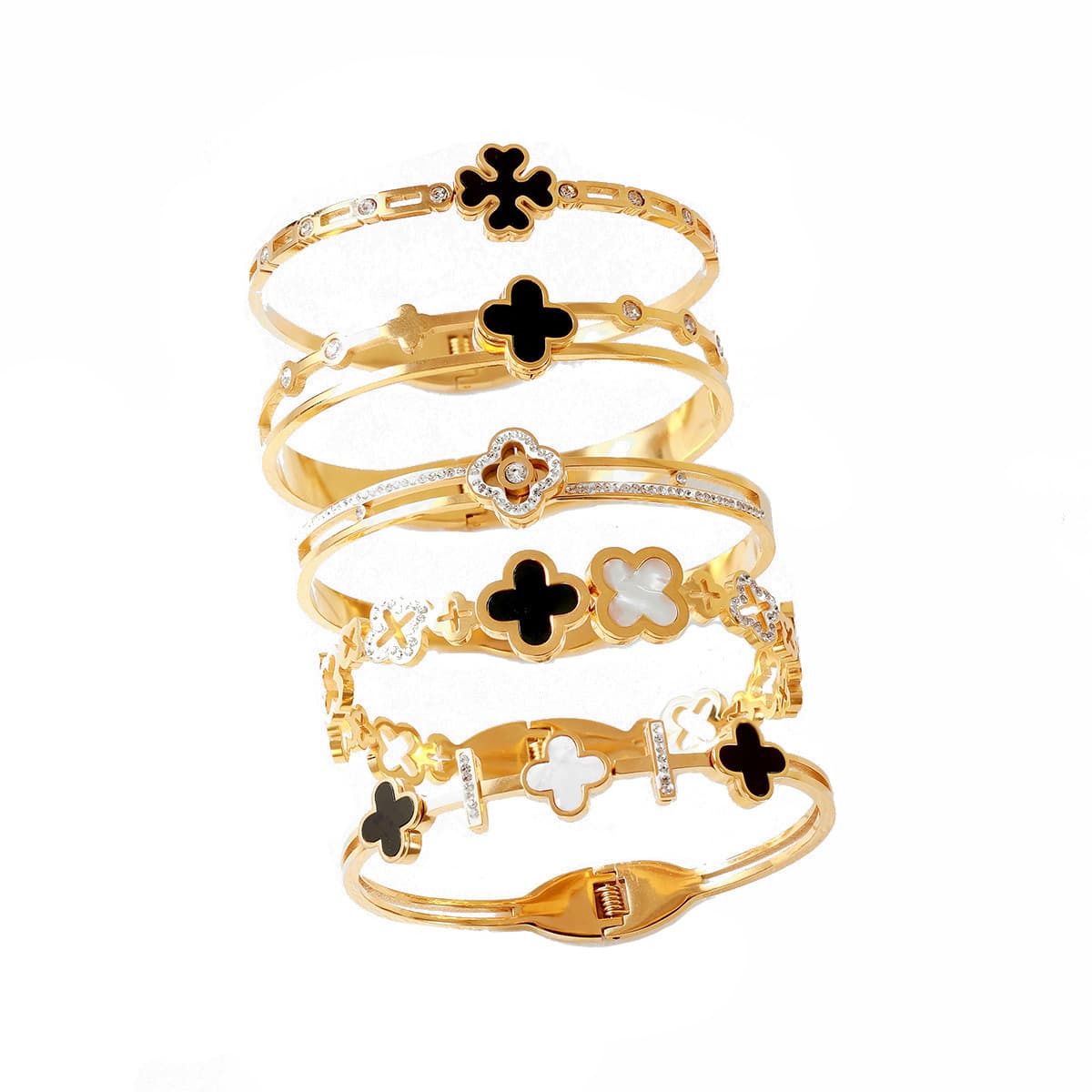 Женский браслет с четырехлистным клевером, покрытый гальваническим покрытием, не выцветает, экологичный, европейский и...