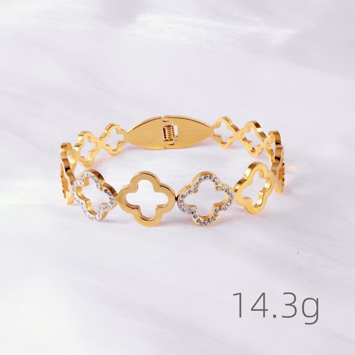 Женский браслет с четырехлистным клевером, покрытый гальваническим покрытием, не выцветает, экологичный, европейский и...