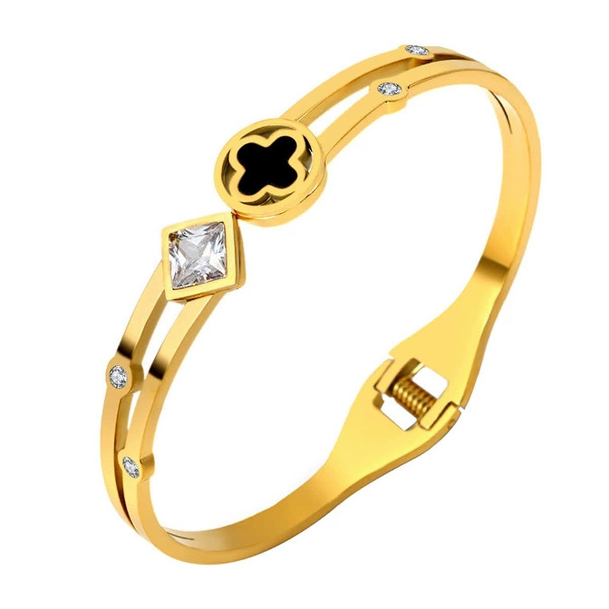 Женский браслет с четырехлистным клевером, покрытый гальваническим покрытием, не выцветает, экологичный, европейский и...