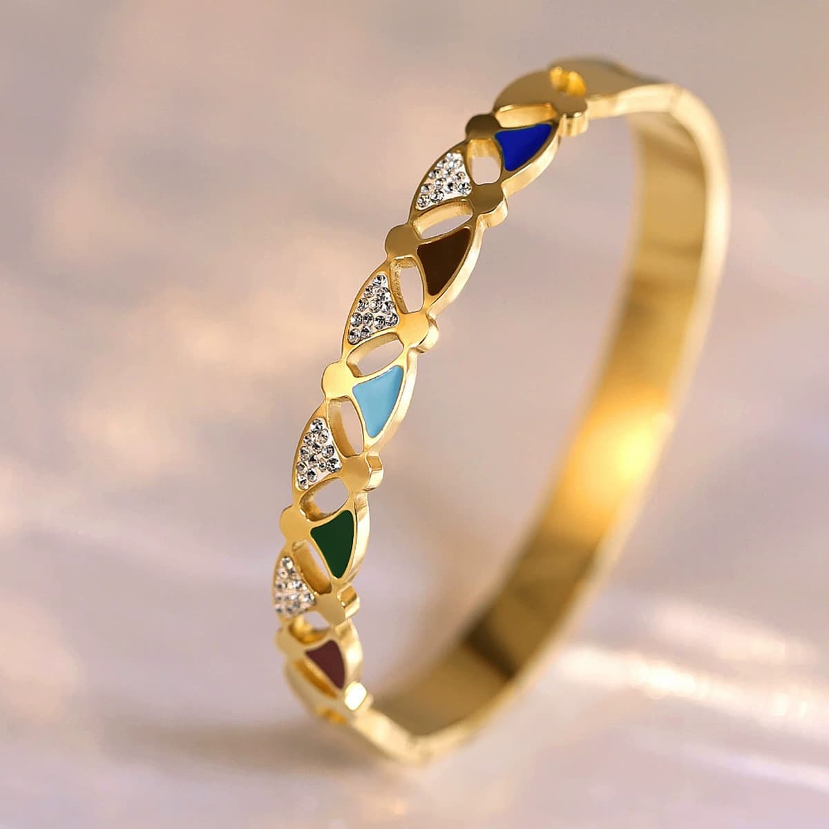 Женский браслет с четырехлистным клевером, покрытый гальваническим покрытием, не выцветает, экологичный, европейский и...