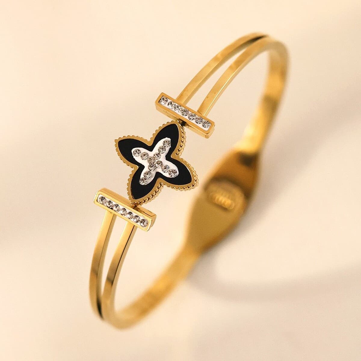 Женский браслет с четырехлистным клевером, покрытый гальваническим покрытием, не выцветает, экологичный, европейский и...