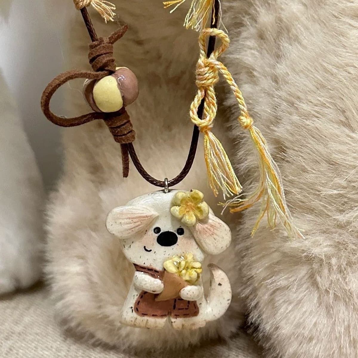 Щенки бариста длинная цепочка плетения веревки милый дикий ожерелье цепочка ключицы изысканный темперамент аксессуар...