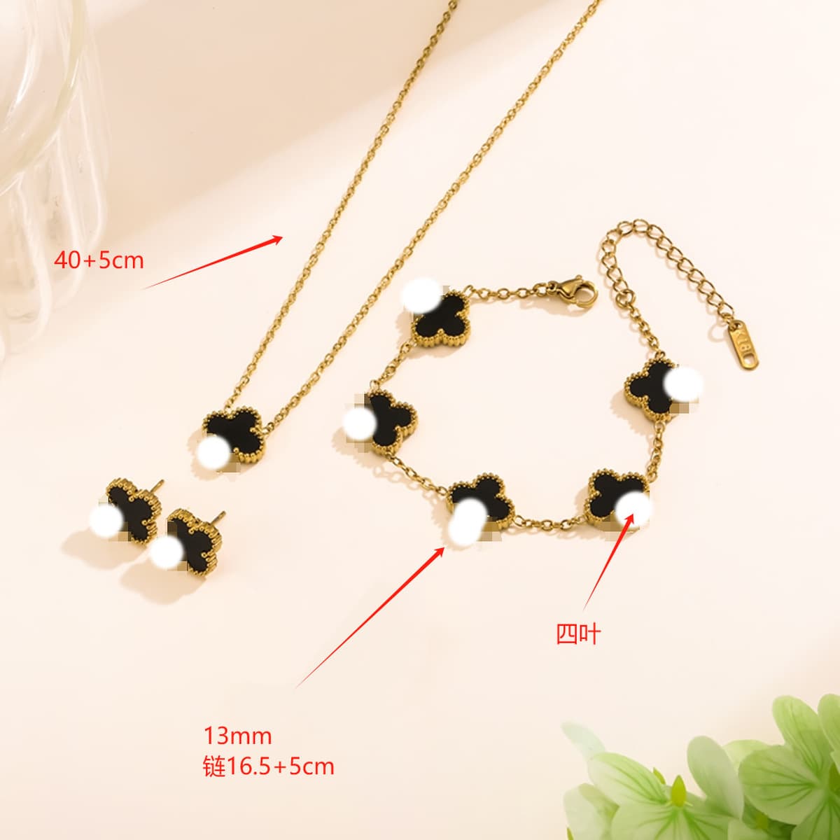 Популярный набор из трех предметов: колье, браслет и серьги с четырехлистным клевером 13 мм, универсальный клевер с...